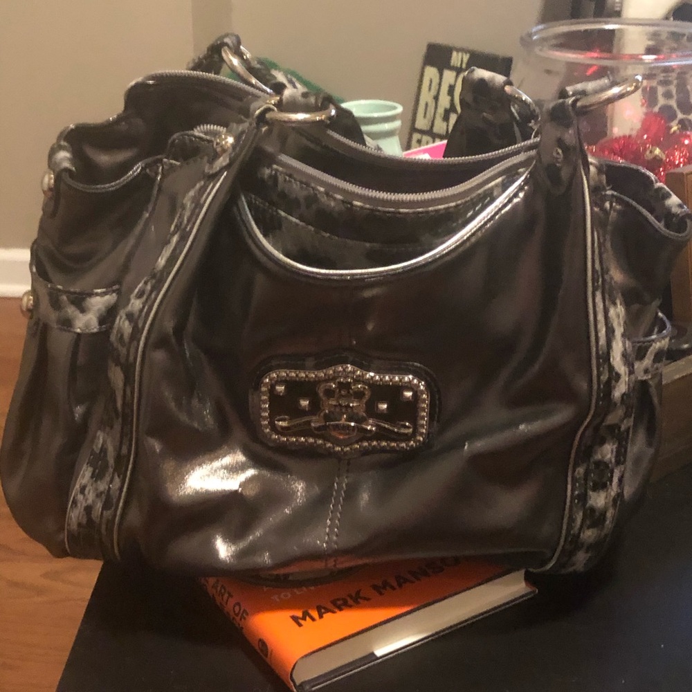 Silver & Animal print medium sized purse